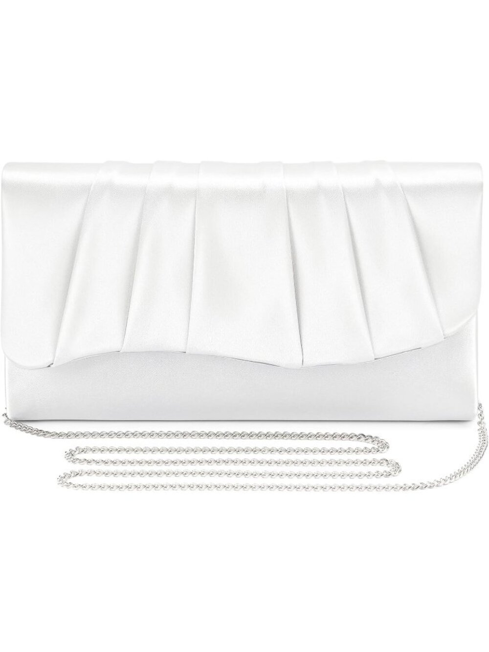 👜 Women's White Formal Elegant Evening Bag Magnetic Satin Formal Clutch Purses